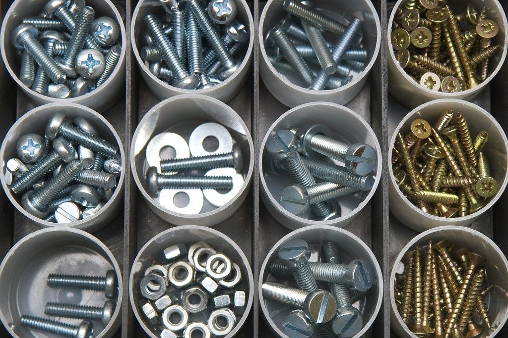 Bolts and nuts organized