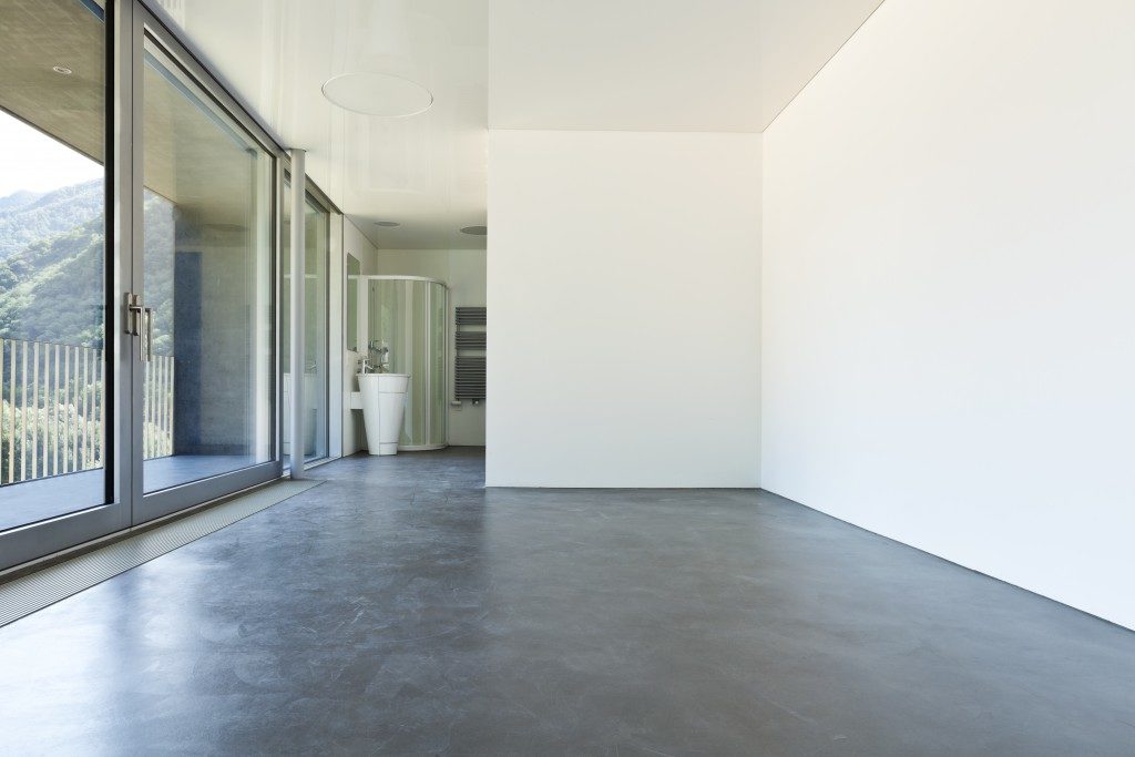 Indoor space with concrete floor