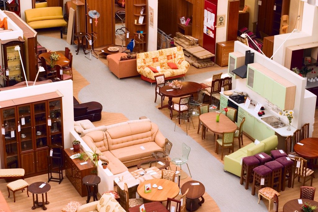 Aerial view of a furniture shop