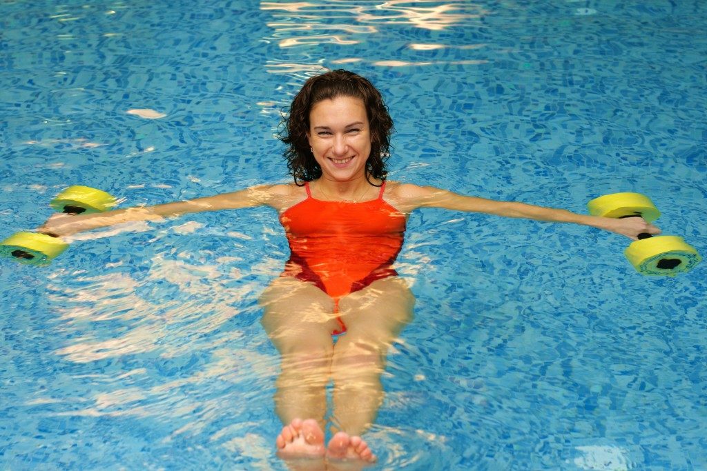 woman doing swimming exercise