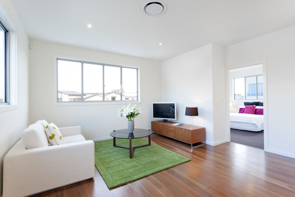 a small living room with natural lighting