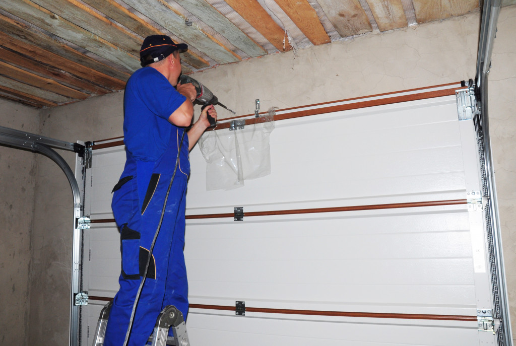 modern garage being upgraded or repaired by professionals