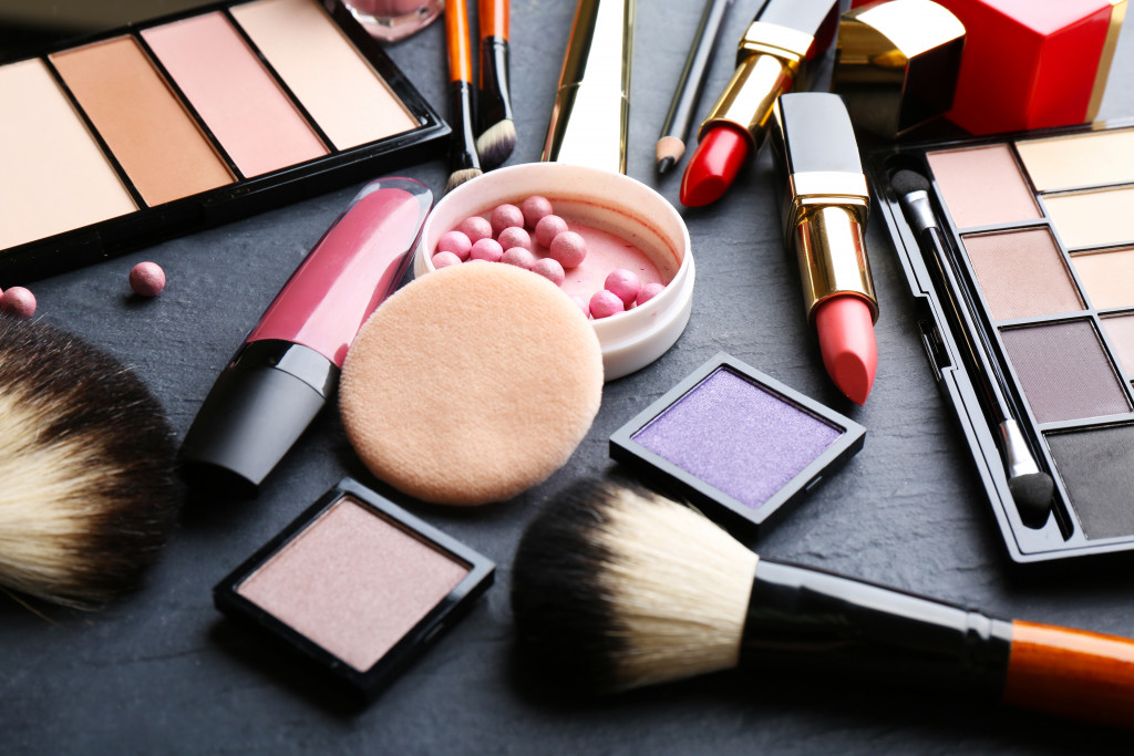 makeup products on the table